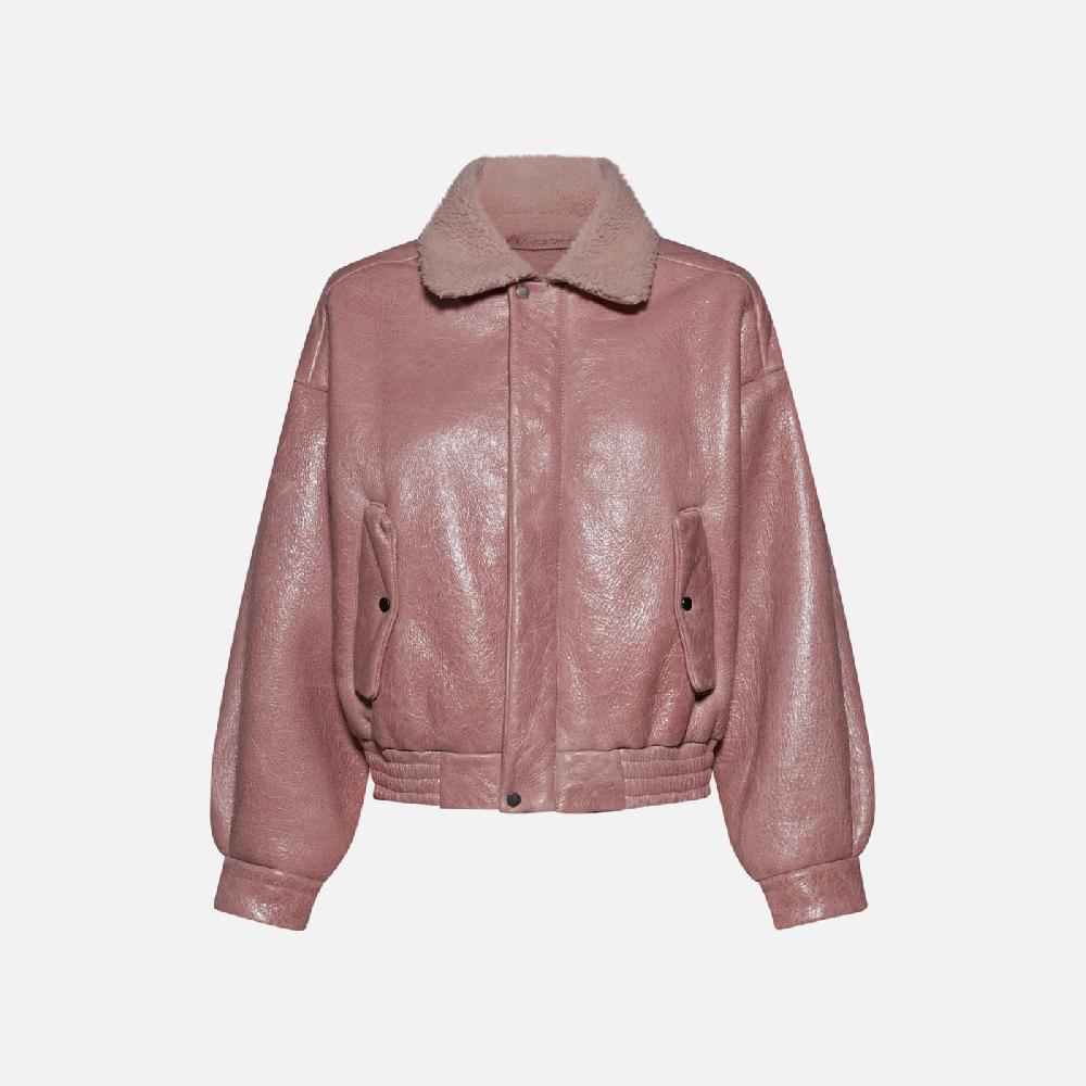 Salvatore Santoro BOMBER IN SHEARLING - ROSA