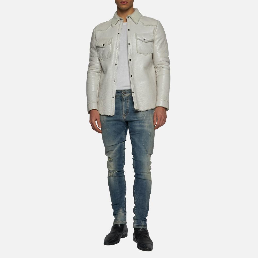 Salvatore Santoro CAMICIA IN SHEARLING - IVORY