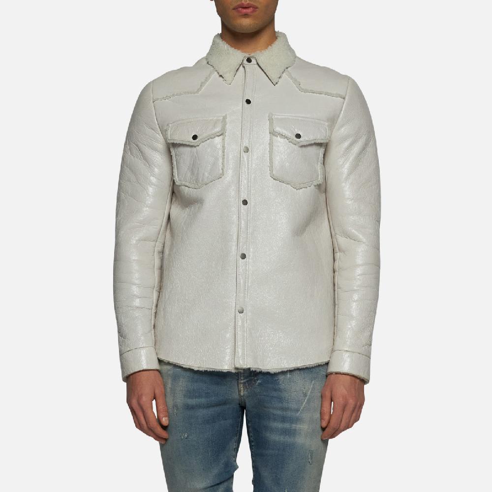 Salvatore Santoro CAMICIA IN SHEARLING - IVORY