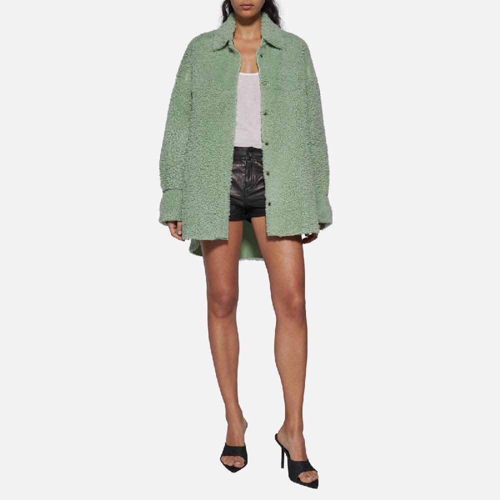 Salvatore Santoro CAMICIA IN SHEARLING - LIGHT GREEN