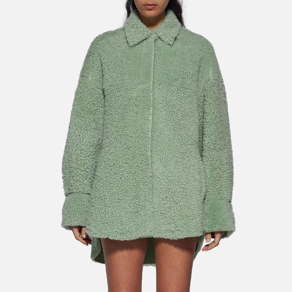 Salvatore Santoro CAMICIA IN SHEARLING - LIGHT GREEN