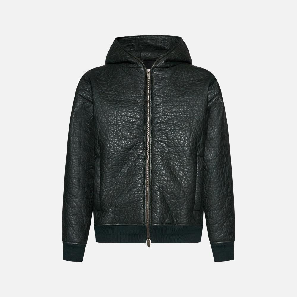 Salvatore Santoro FELPA IN PELLE - DARK GREEN