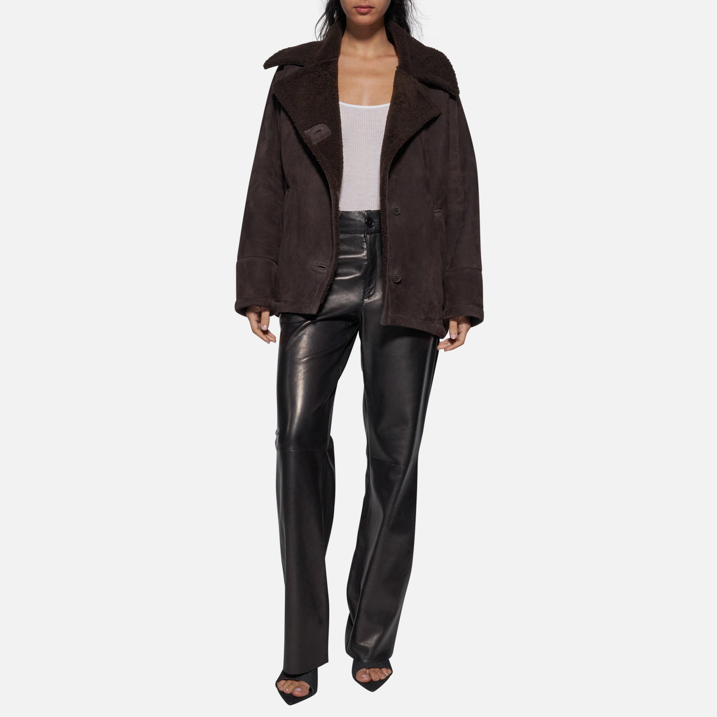 Salvatore Santoro GIACCA IN SHEARLING - DARK BROWN