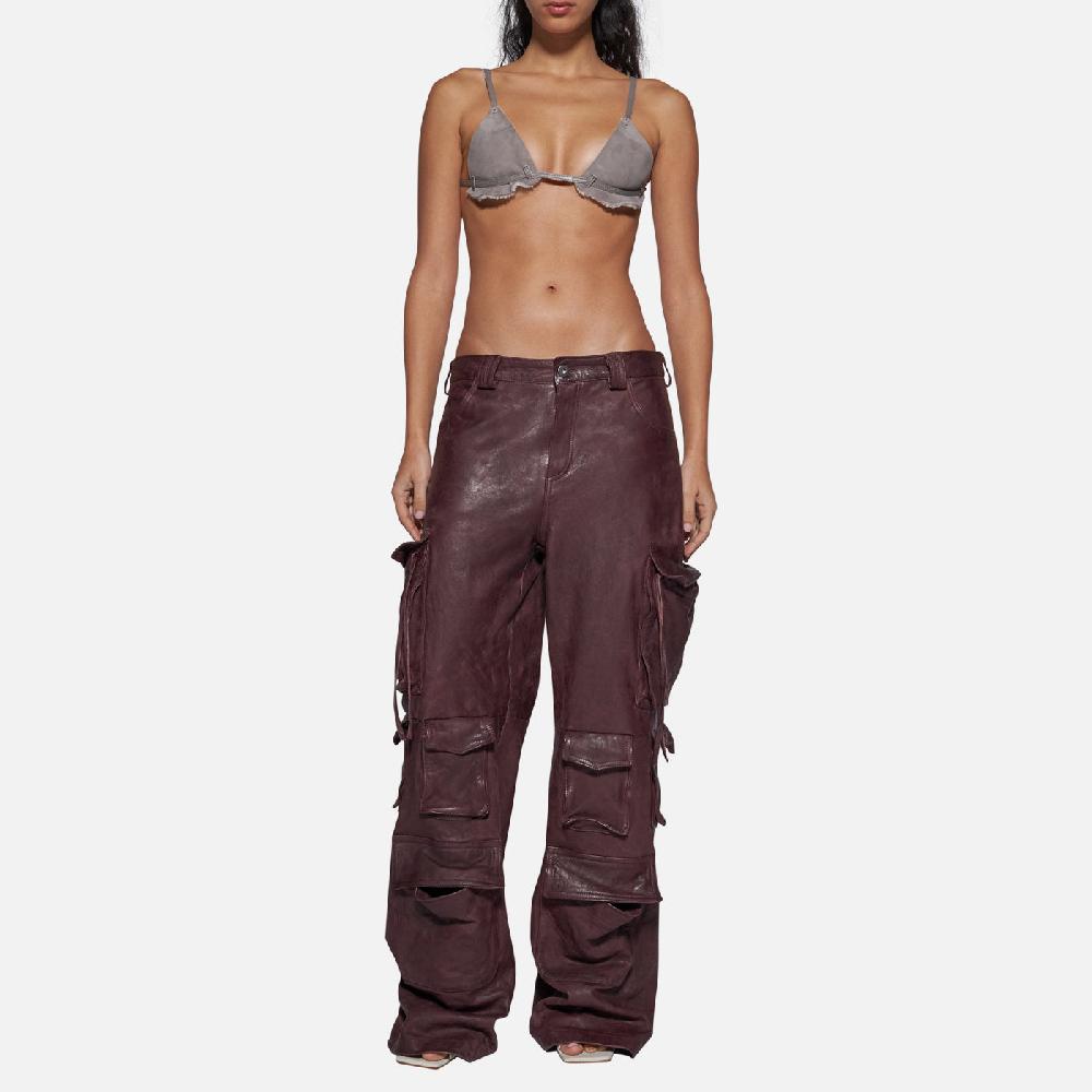 Salvatore Santoro PANTALONE IN PELLE - PRUNE