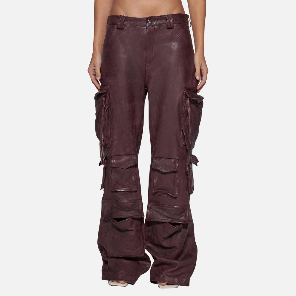 Salvatore Santoro PANTALONE IN PELLE - PRUNE