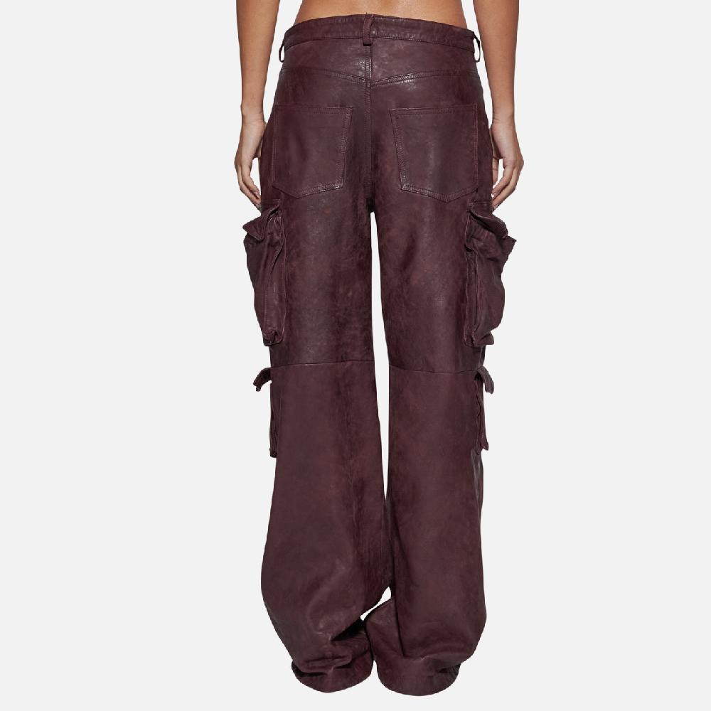 Salvatore Santoro PANTALONE IN PELLE - PRUNE