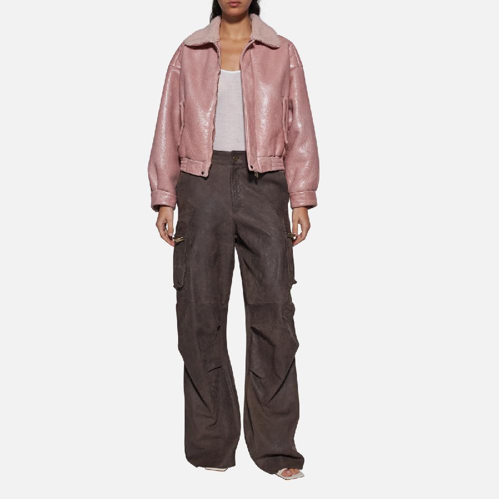 Salvatore Santoro PANTALONE IN PELLE - STONE