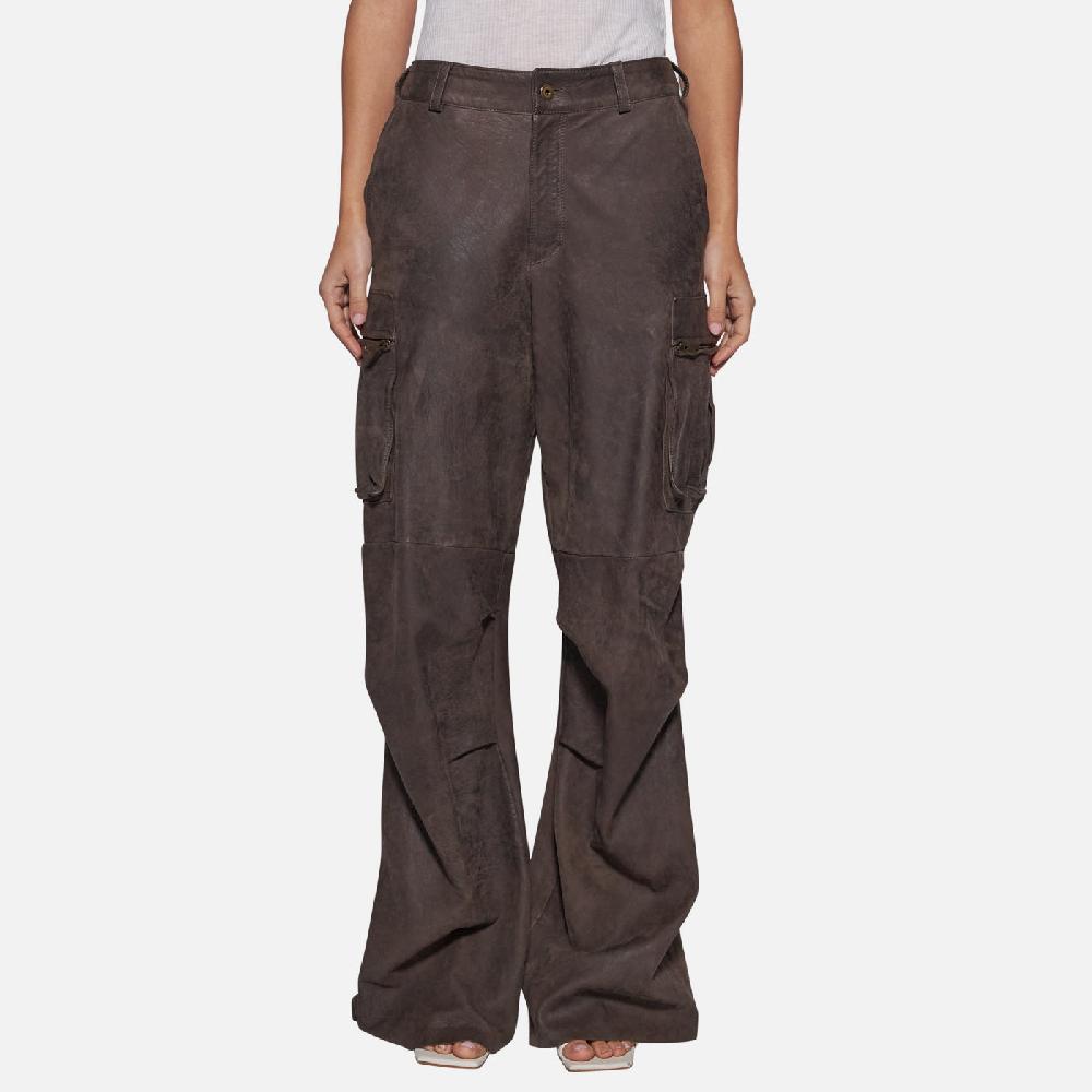 Salvatore Santoro PANTALONE IN PELLE - STONE