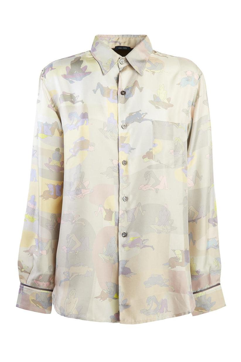 Sans Tabù Camicia In Pura Seta A Maniche Lunghe “L’amore” - Moonlight