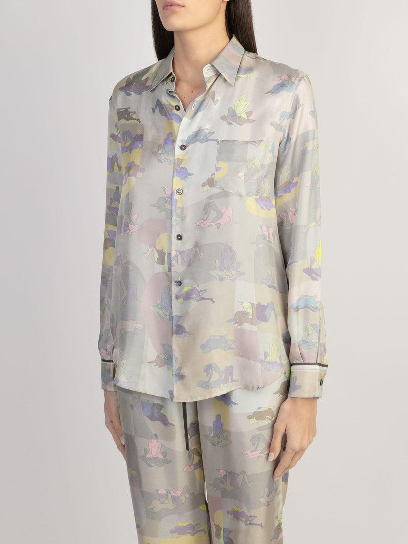 Sans Tabù Camicia In Pura Seta A Maniche Lunghe “L’amore” - Moonlight