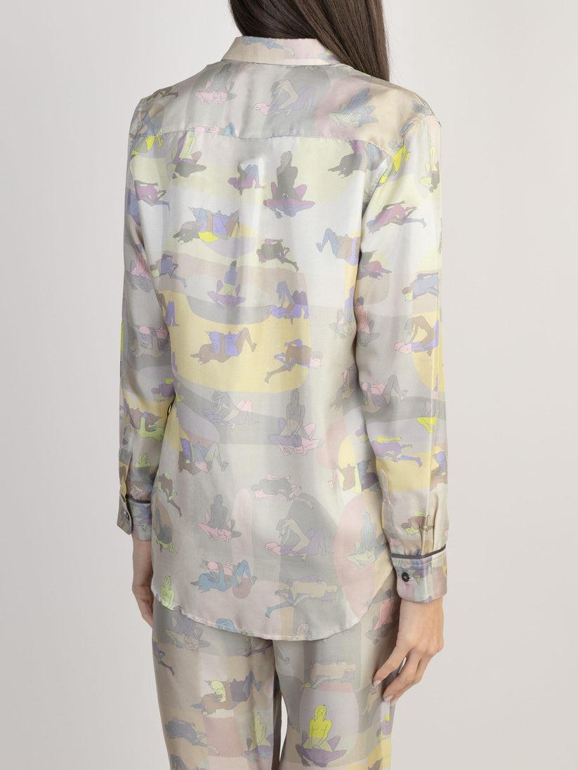 Sans Tabù Camicia In Pura Seta A Maniche Lunghe “L’amore” - Moonlight