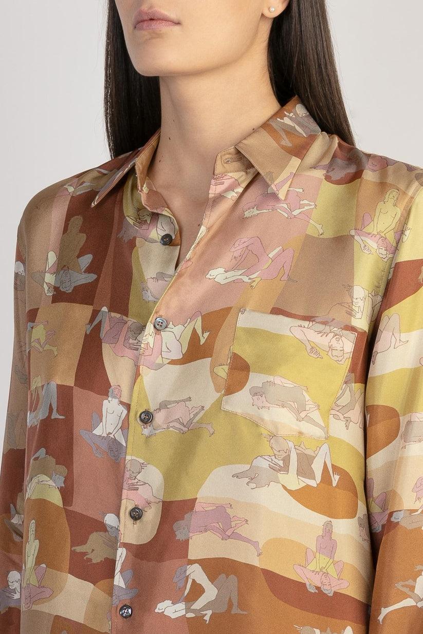 Sans Tabù Camicia In Pura Seta A Maniche Lunghe “L’amore” - Twilight