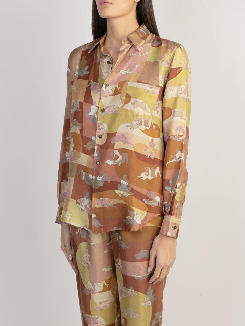 Sans Tabù Camicia In Pura Seta A Maniche Lunghe “L’amore” - Twilight