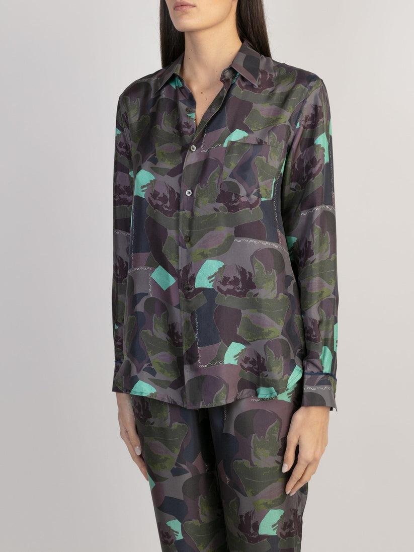 Sans Tabù Camicia In Pura Seta A Maniche Lunghe “Pillow Talk” – Dusk