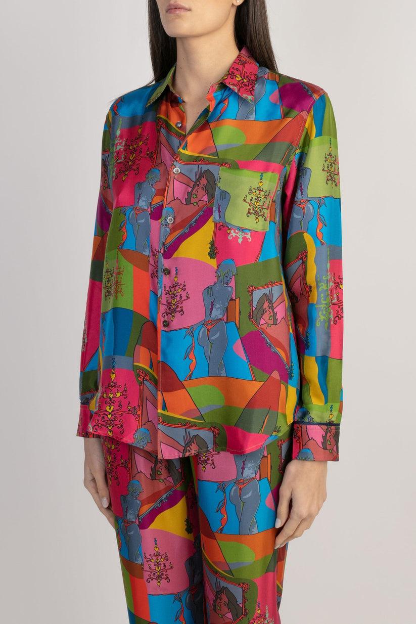 Sans Tabù Camicia In Pura Seta A Maniche Lunghe “Specchio Delle Mie Brame” - Dark Rose