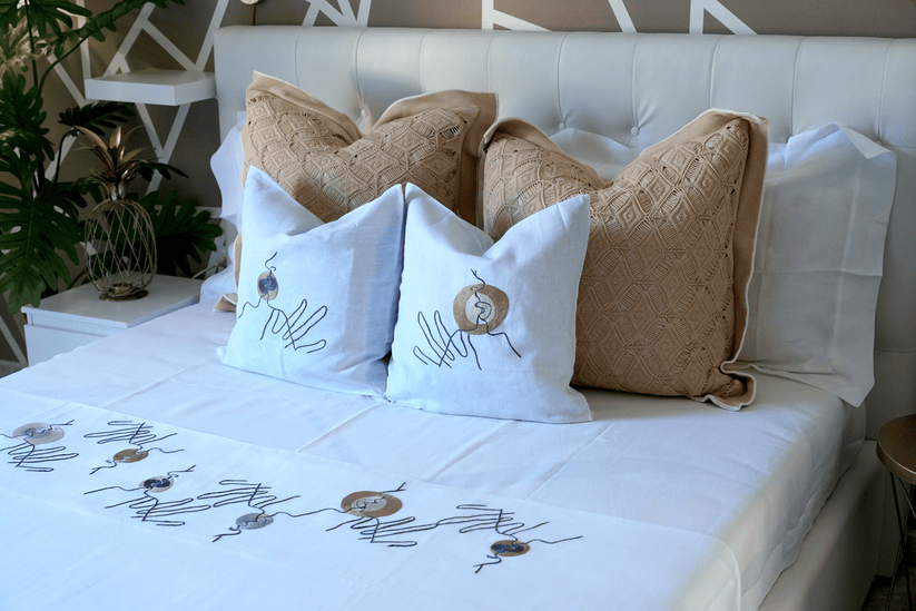 Sans Tabù Completo Lenzuola in lino con Lenzuolo Sotto & 2 Federe & Federa Decòr