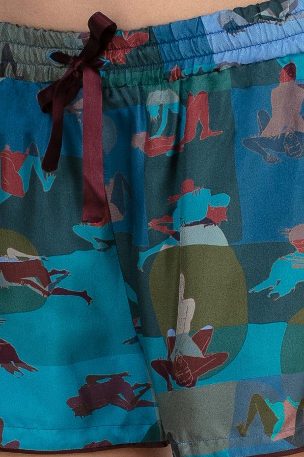 Sans Tabù Pantaloncini Corti Pura Seta “L’amore” - Midnight