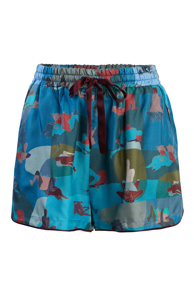 Sans Tabù Pantaloncini corti pura seta “L’amore” - Midnight