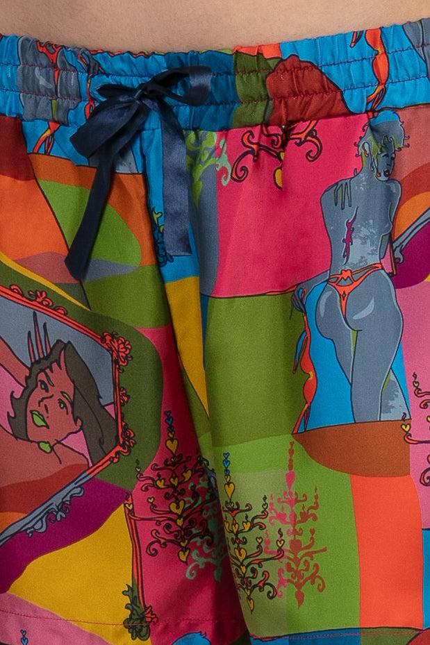 Sans Tabù Pantaloncini Corti Pura Seta “Specchio Delle Mie Brame” - Dark Rose