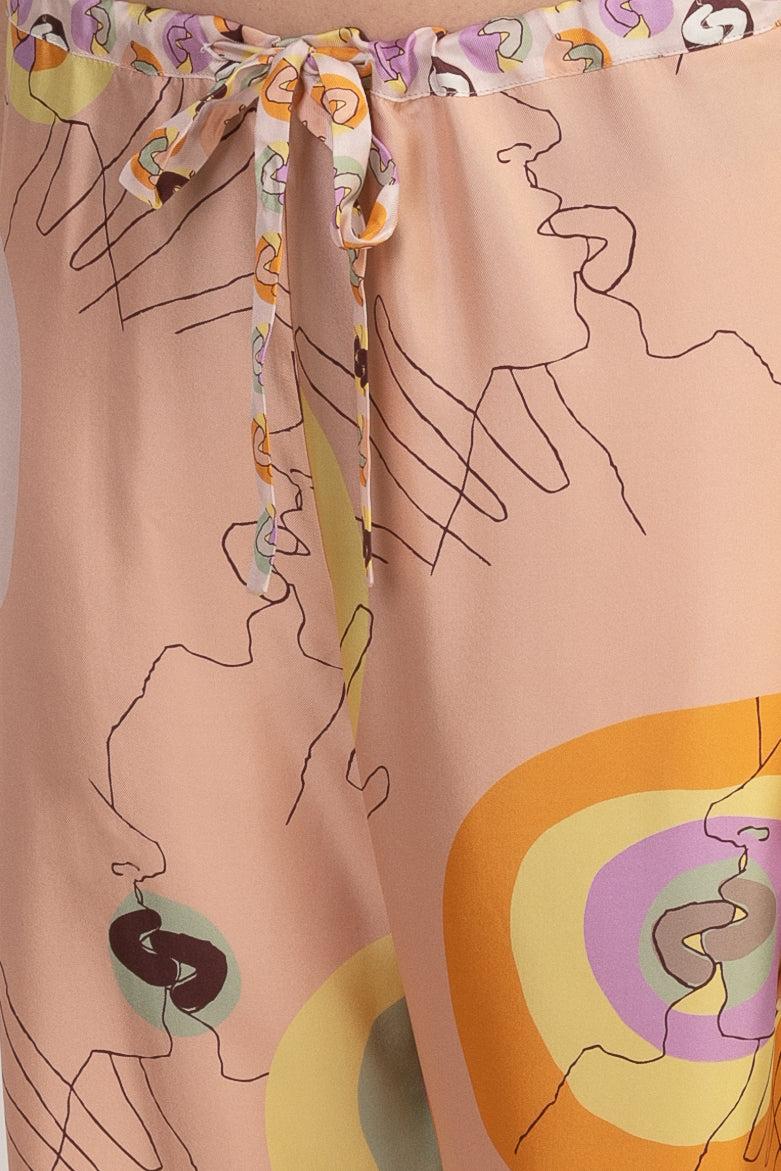 Sans Tabù Pantaloni Lunghi In Pura Seta “Il Bacio Grande” - Nude