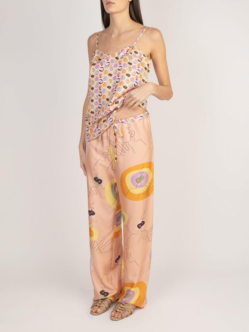 Sans Tabù Pantaloni Lunghi In Pura Seta “Il Bacio Grande” - Nude