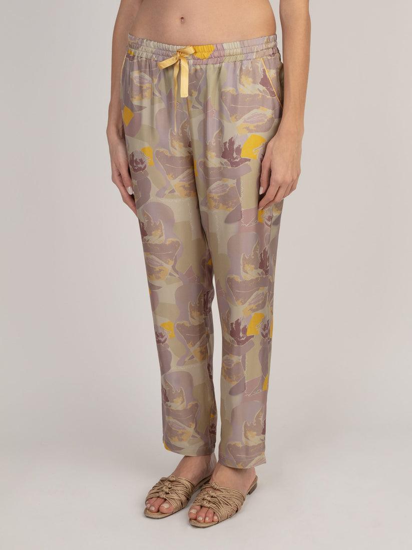 Sans Tabù Pantaloni Lunghi In Pura Seta “Pillow Talk” - Dawn