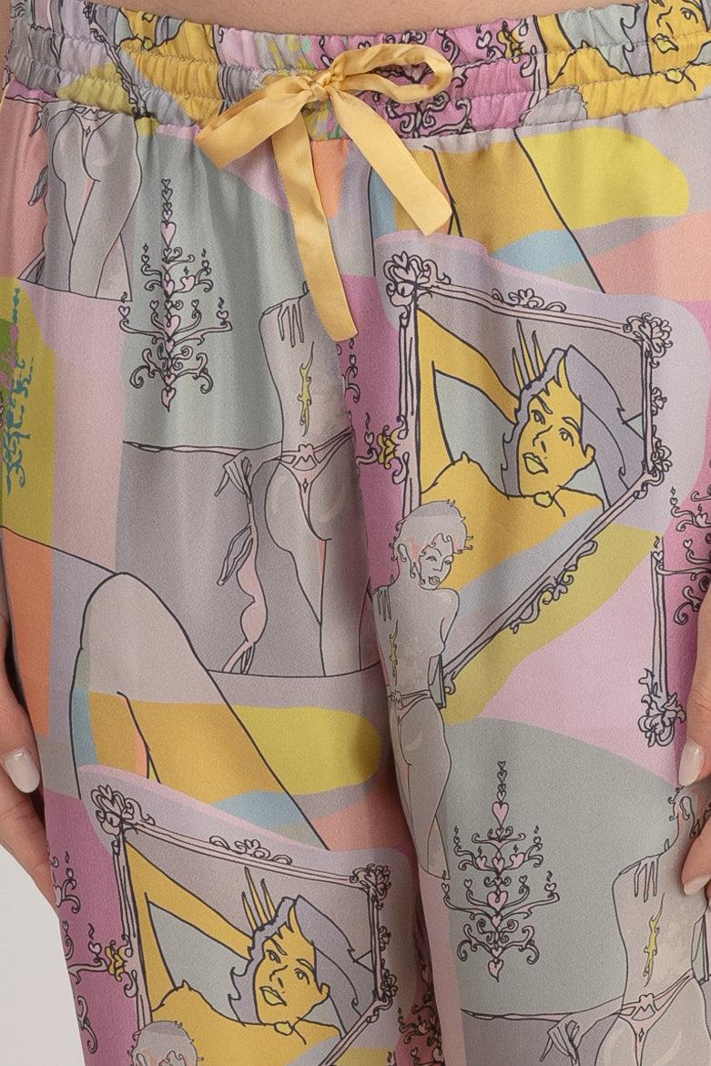 Sans Tabù Pantaloni Lunghi In Pura Seta “Specchio Delle Mie Brame” - Rose