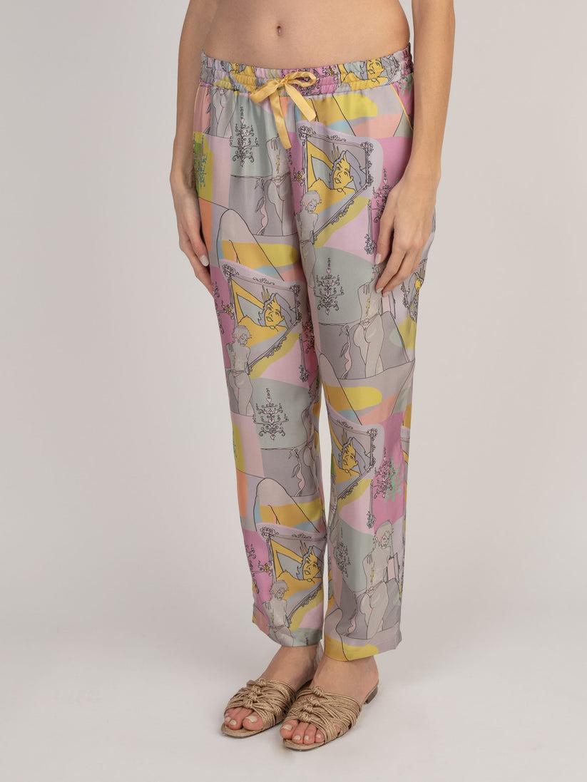 Sans Tabù Pantaloni Lunghi In Pura Seta “Specchio Delle Mie Brame” - Rose