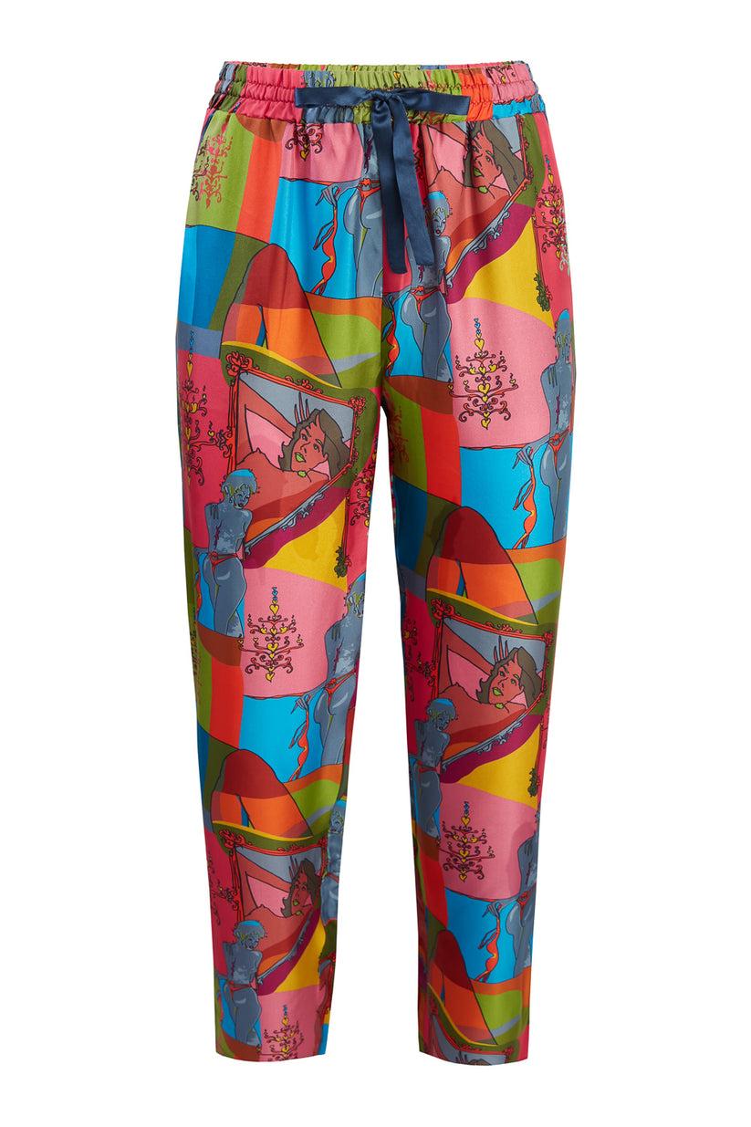 Sans Tabù Pantaloni Lunghi In Pura Seta “Specchio Delle Mie Brame” - Dark Rose