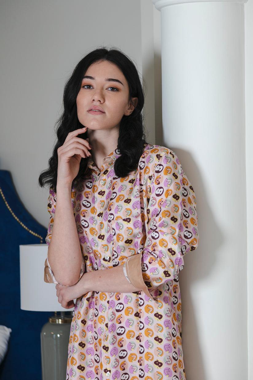 Sans Tabù Chemisier In Pura Seta “Il Bacio” - Nude