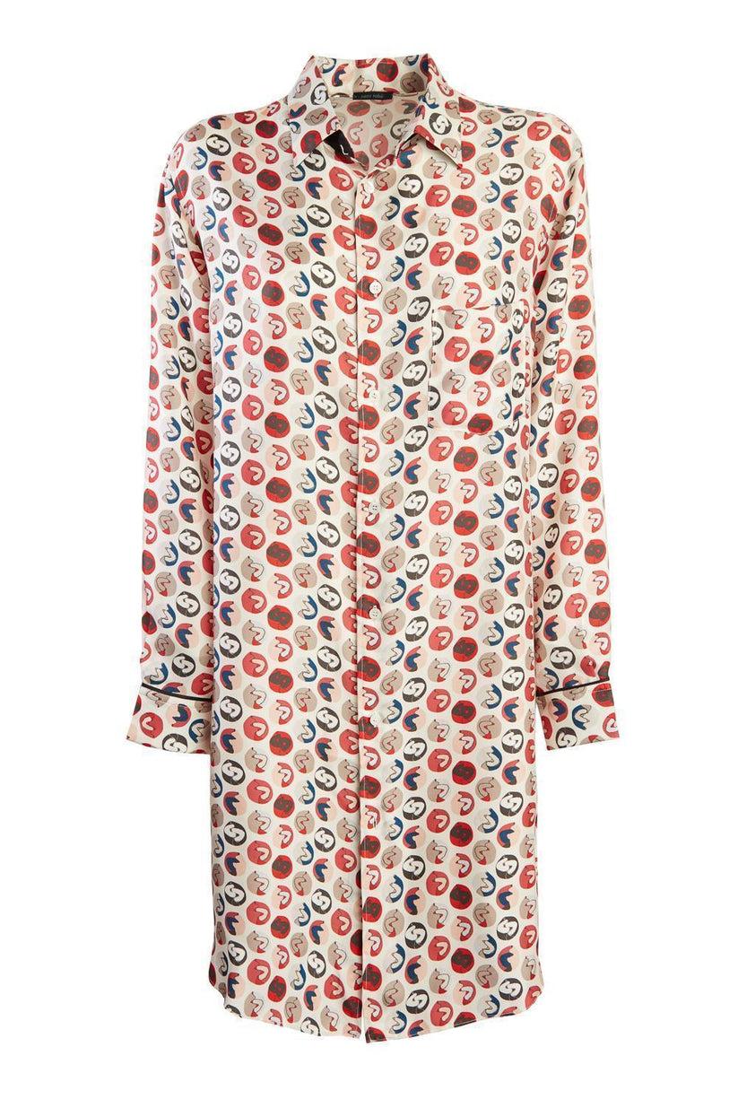 Sans Tabù Chemisier In Pura Seta “Il Bacio” - Steel