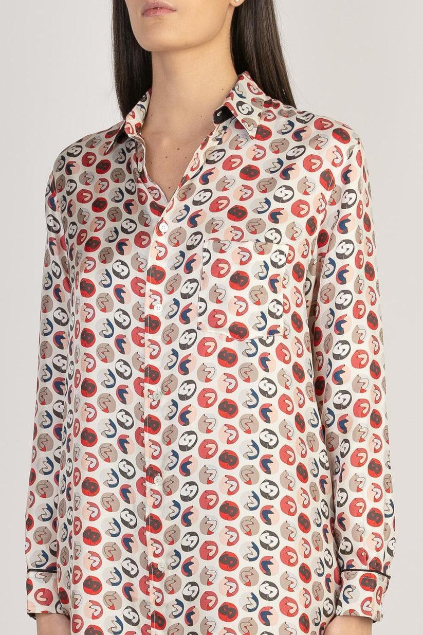 Sans Tabù Chemisier In Pura Seta “Il Bacio” - Steel