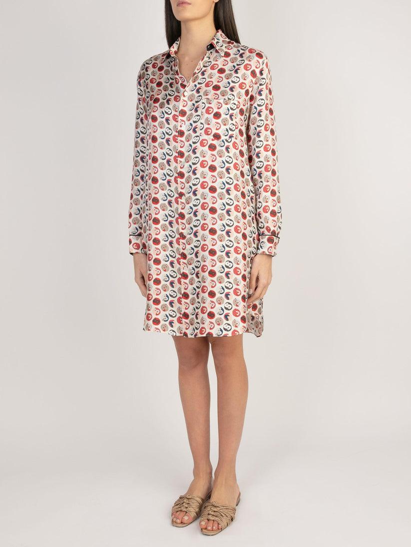 Sans Tabù Chemisier In Pura Seta “Il Bacio” - Steel