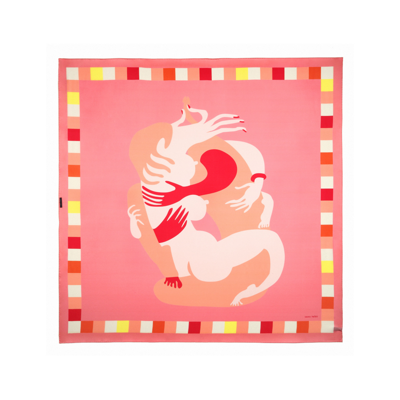 Sans Tabù Scialle Carrè In Pura Seta “L’abbraccio”