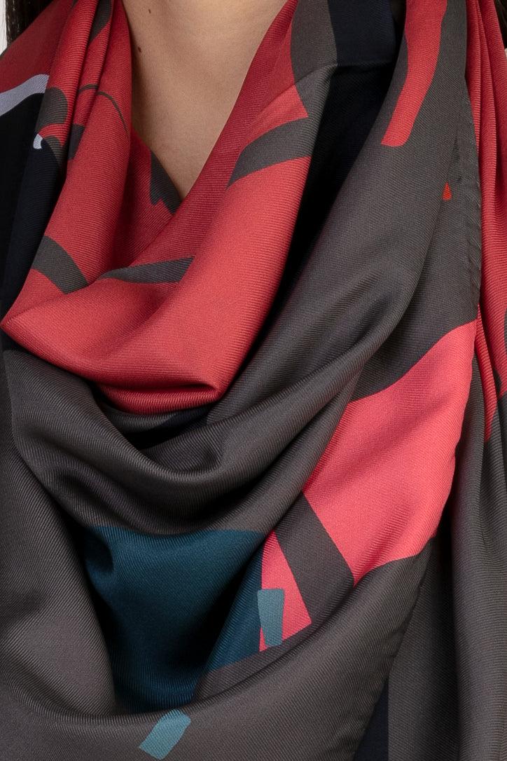 Sans Tabù Scialle Carrè In Pura Seta "Burn Baby Burn"