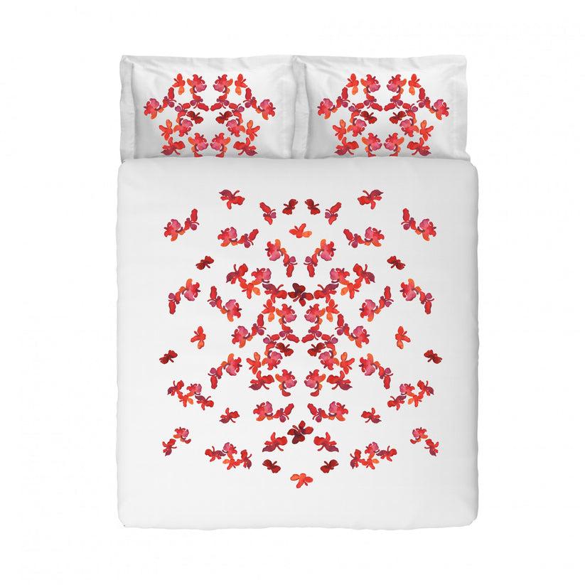 Sans Tabù Set letto ricamo farfalla con Copripiumino + Lenzuolo + Cuscini