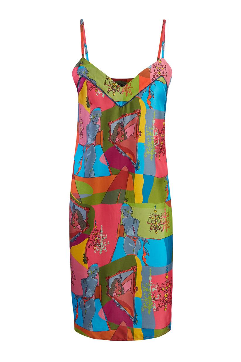 Sans Tabù Slipdress pura seta “Specchio delle mie brame" - Dark Rose