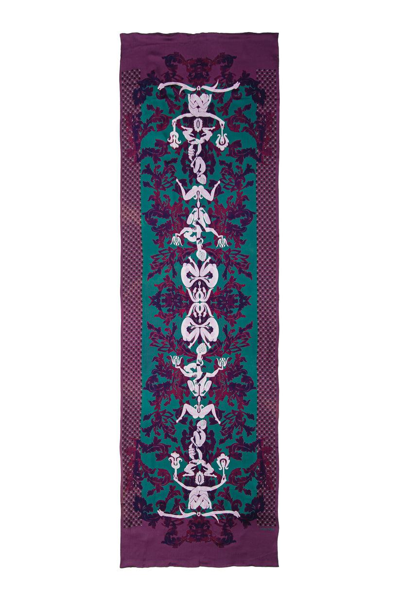 Sans Tabù Stola In Pura Seta Double Face “Totem” - Cobalt