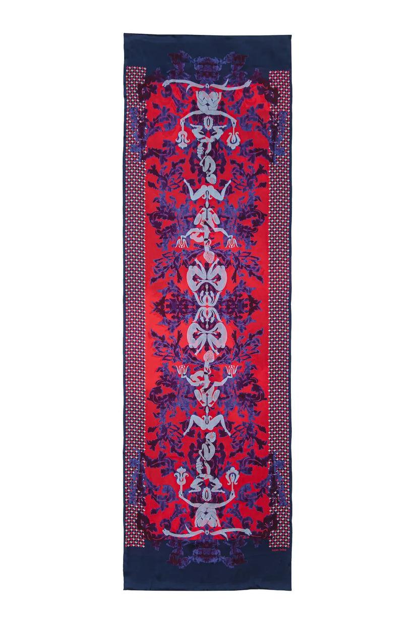 Sans Tabù Stola In Pura Seta Double Face “Totem” - Lipstick