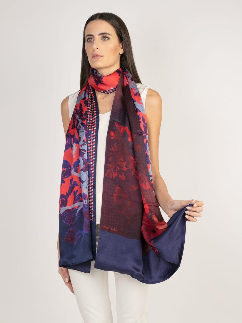 Sans Tabù Stola In Pura Seta Double Face “Totem” - Lipstick