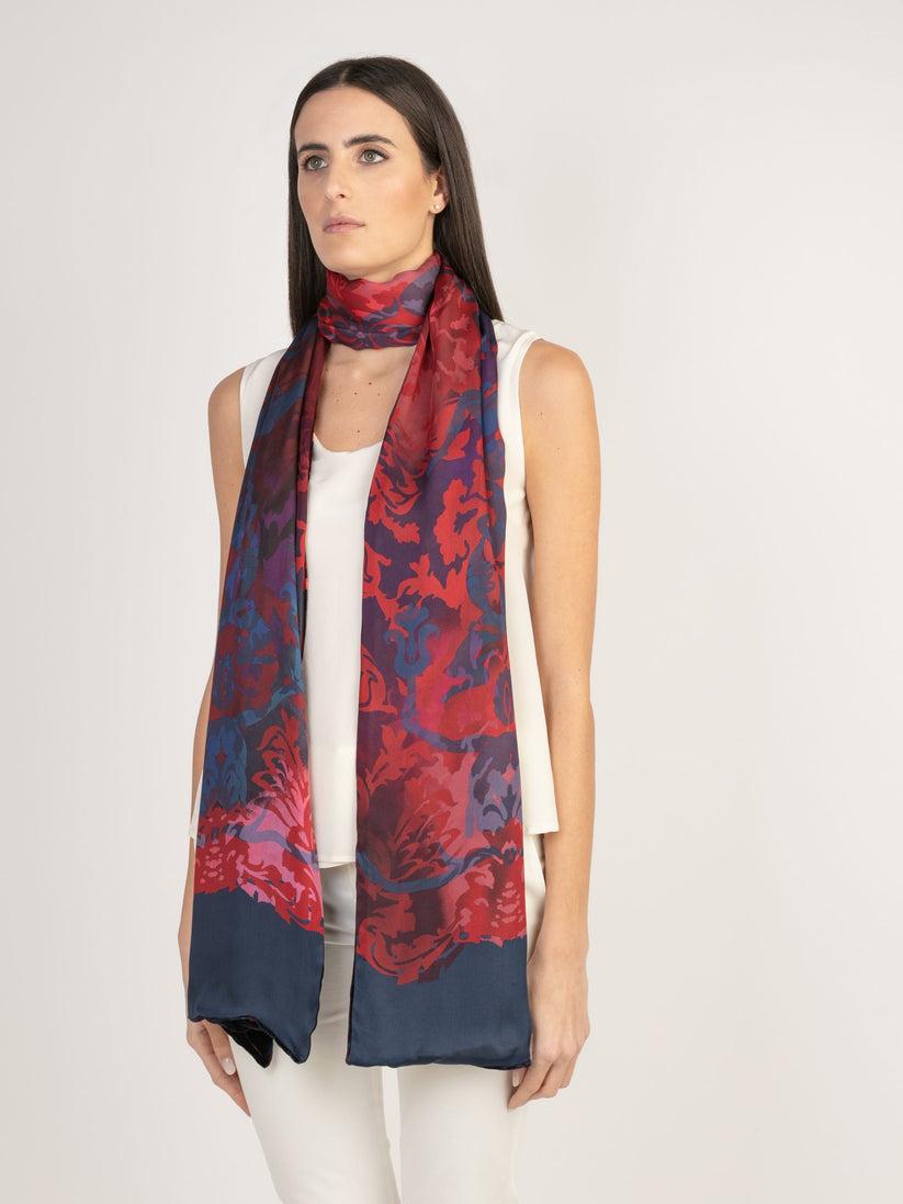 Sans Tabù Stola in pura seta double face “Totem” - Lipstick