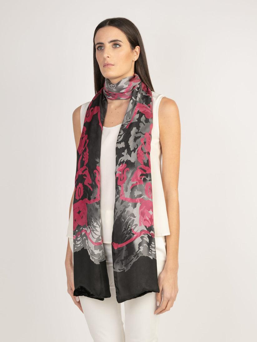 Sans Tabù Stola In Seta E Viscosa A Pois Double Face “Totem” - Black