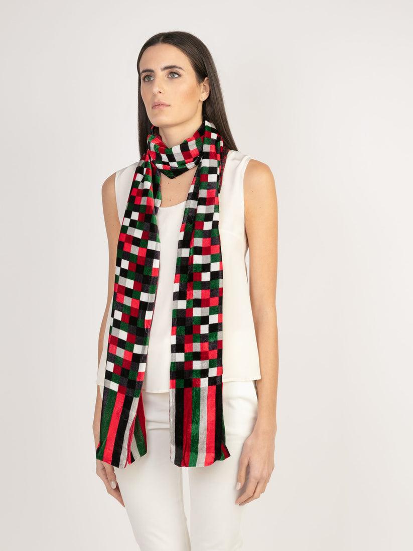 Sans Tabù Stola In Seta E Viscosa Double Face "Enlace Checks“