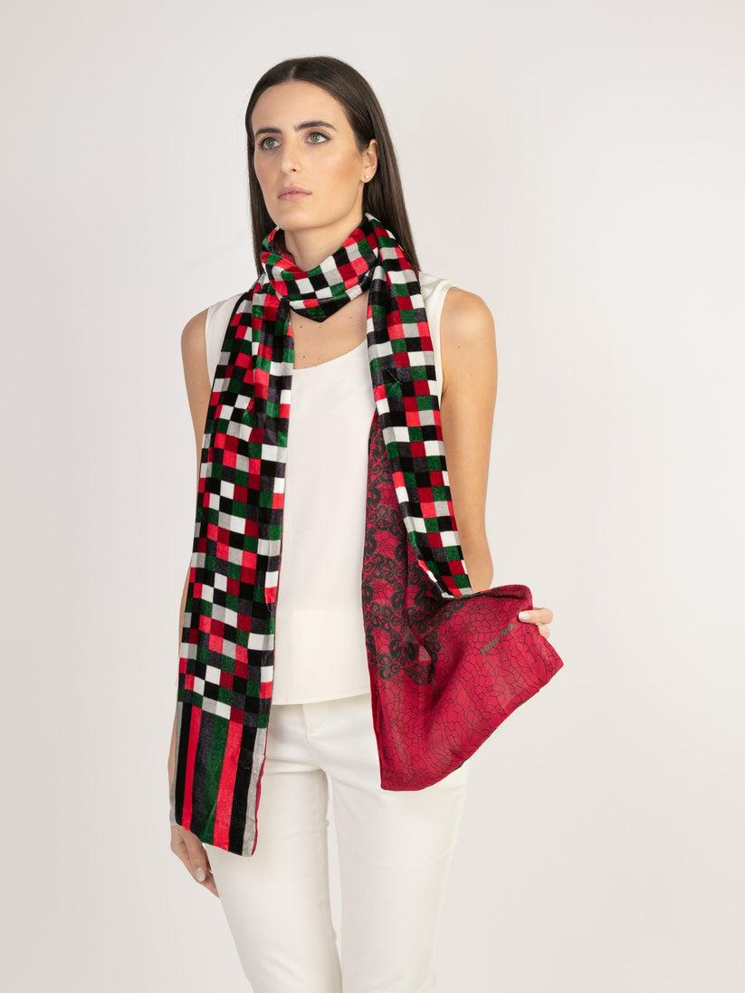 Sans Tabù Stola in seta e viscosa double face "Enlace Checks“