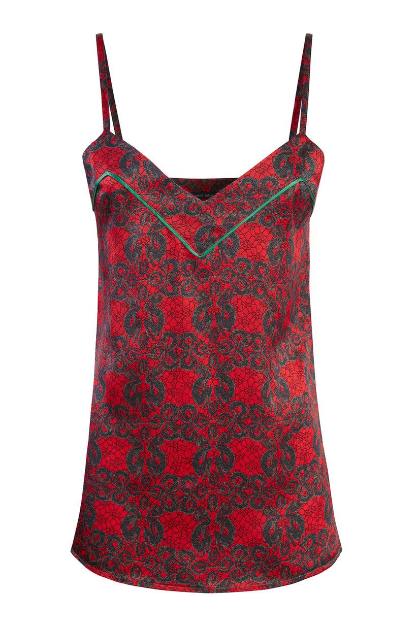 Sans Tabù Top Spallino Sottile Pura Seta “Enlace” - Lipstick