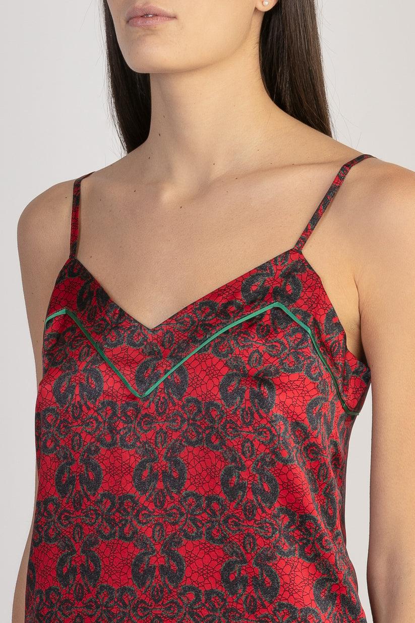 Sans Tabù Top Spallino Sottile Pura Seta “Enlace” - Lipstick