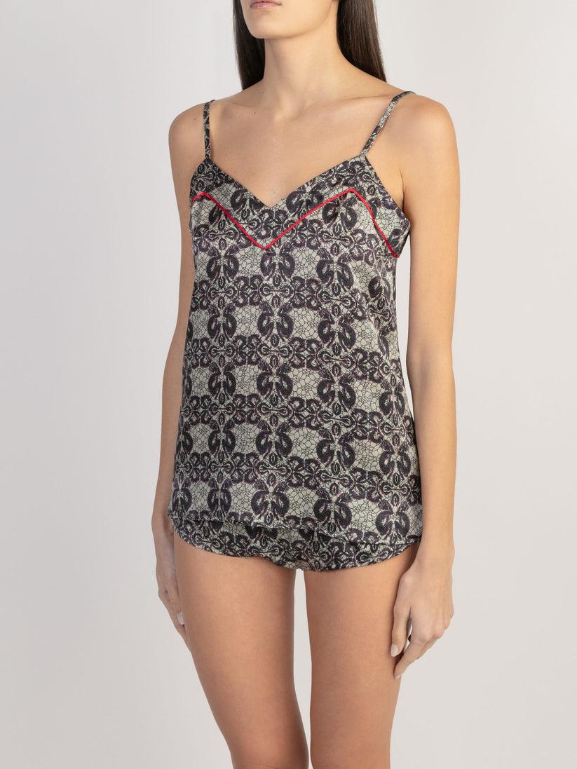 Sans Tabù Top Spallino Sottile Pura Seta “Enlace” - Pearl