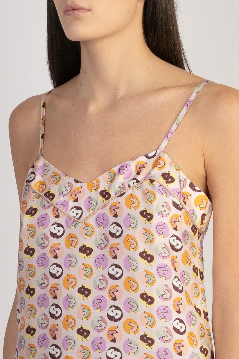 Sans Tabù Top Spallino Sottile Pura Seta “Il Bacio” - Nude