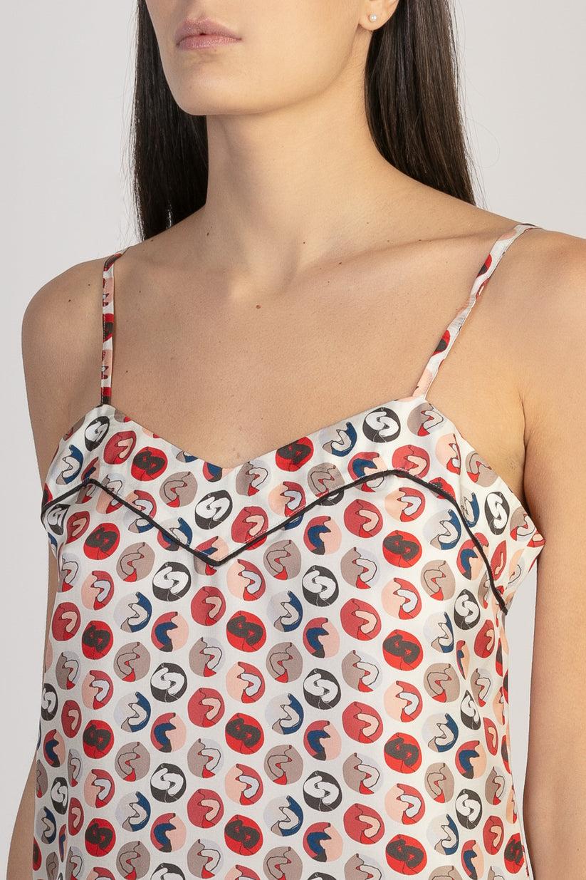 Sans Tabù Top Spallino Sottile Pura Seta “Il Bacio” - Steel