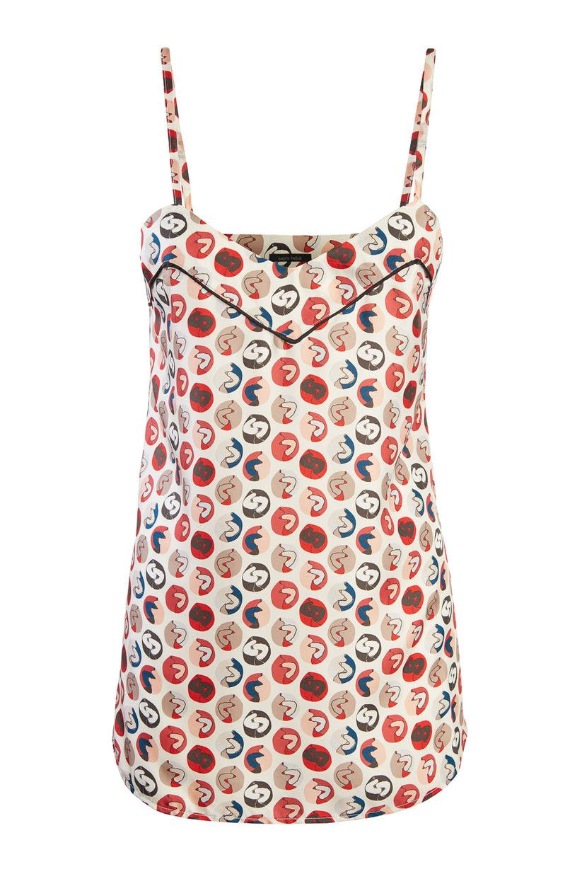 Sans Tabù Top spallino sottile pura seta “Il bacio” - Steel